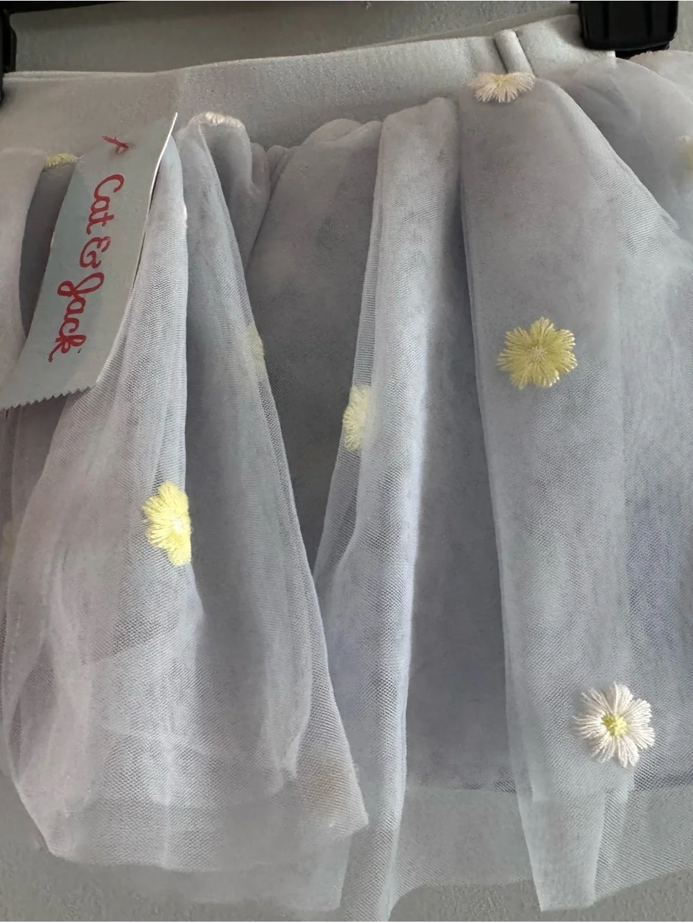 NWT Cat & Jack Light Blue Tulle Skirt with Yellow Daisy Embroidery